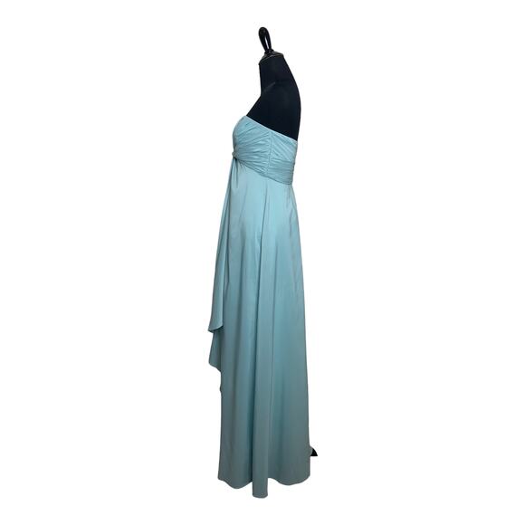 Mikael Aghal ice blue strapless chiffon long formal evening gown dress size 0 - Picture 8 of 14